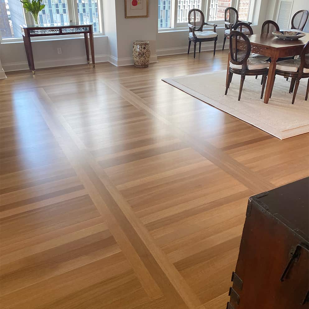 Wood floor finished with edging in Belvedere, Boston, MA.