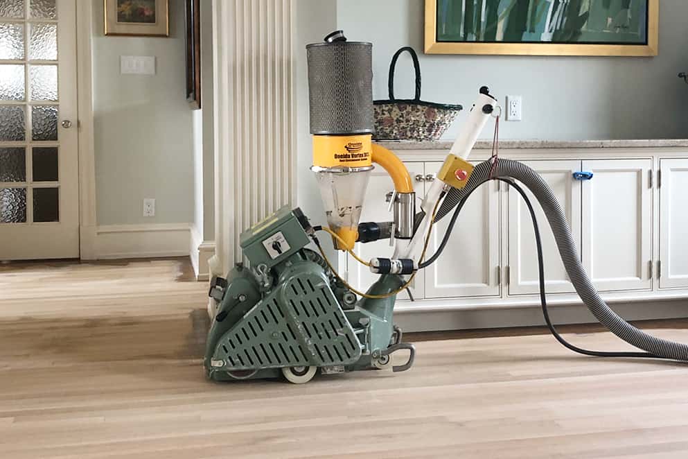 Dustless floor sanding for a home in Boston.