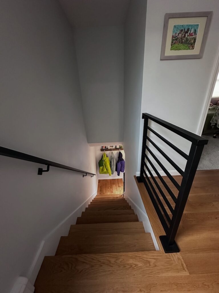 Arlington hardwood floors and stairs with custom handrails